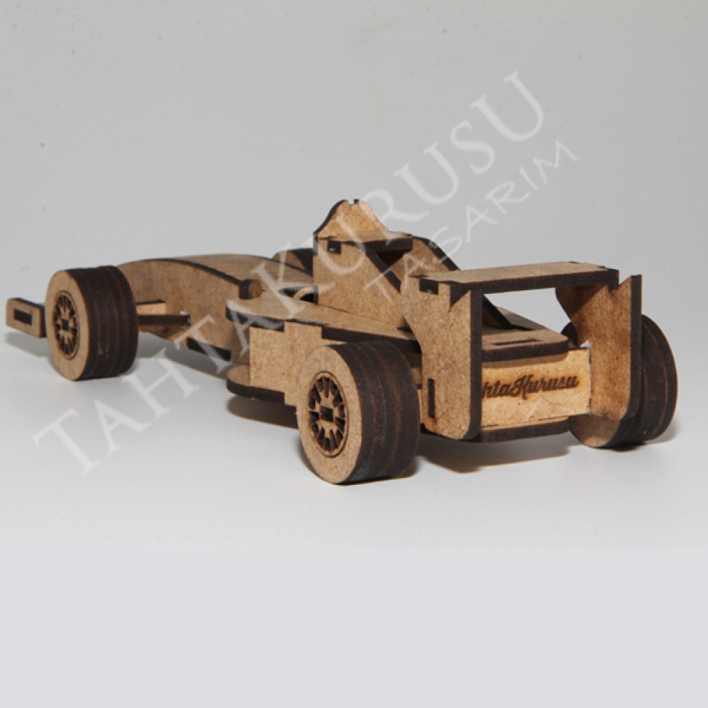 3D Ahşap Lazer Kesim Puzzle F1 Araba